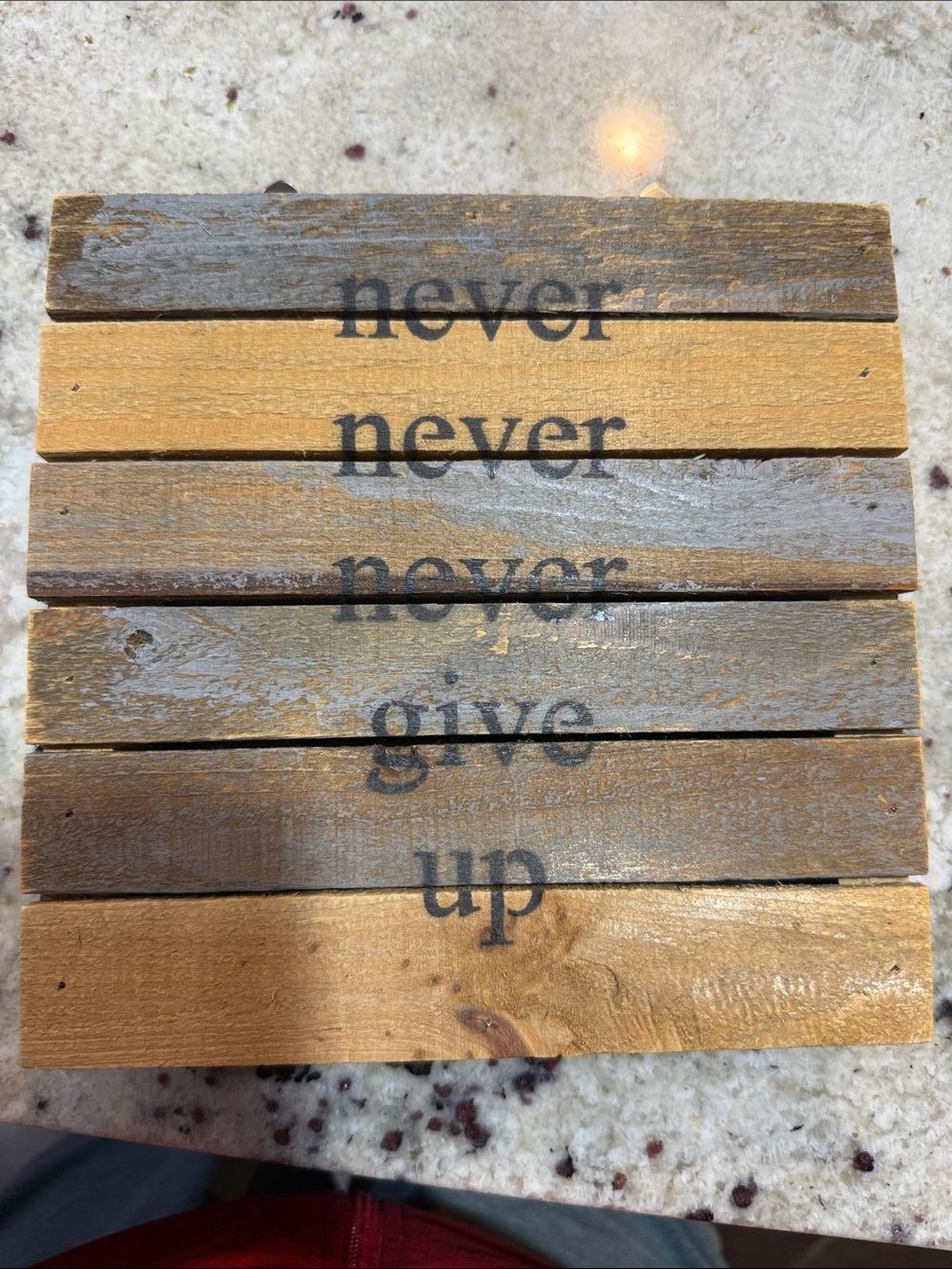 Never Give Up Wood Slat Wall Art - Brown/Tan